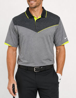 Nike Golf Tour Performance DRI-FIT Polo Shirt Mens 2XL Gray Black Volt Golf